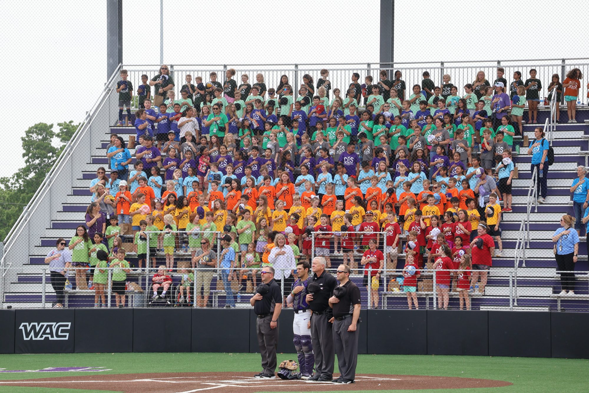 Packed stands behind home plate before a baseball game